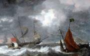 Sea storm with sailing ships Bonaventura Peeters